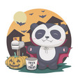 panda dracula in night halloween mailbox vector image vector image