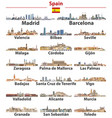 spain cities skylines set vector image vector image