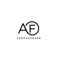 initial af letter logo with circle template vector image
