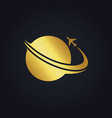 plane world travel gold logo vector image