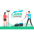 man mowing lawn vector image