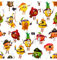 cartoon fruit pirates or corsairs seamless pattern vector image vector image