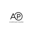 initial ap letter logo with circle template vector image