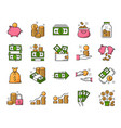 money finances and savings line icons vector image