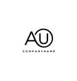 initial au letter logo with circle template vector image