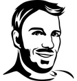 portrait of young man - black outline vector image