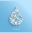 abstract floral water drop on blue background vector image vector image