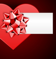 heart box with bow and card vector image vector image
