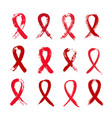 red ribbons aids awareness day vector image