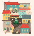 christmas town with people vector image