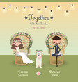 rustic bohemian cartoon couple wedding invitation vector image