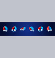 icons of magnet in horseshoe shape with lightning vector image