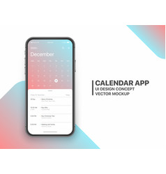 Design template dark mode calendar app ui ux Vector Image