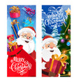 christmas banners with santa gifts holiday tree vector image vector image