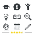 pencil and open book signs graduation cap icon vector image