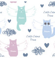seamless pattern with flying cats vector image