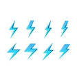 set of blue lightnings isolated over white vector image