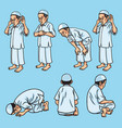 salah sholat shalat muslim pray set movement vector image