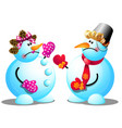 two snowmen argue and swear isolated on white vector image