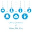 hanging blue baubles vector image