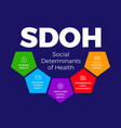 sdoh - social determinants of health - infographic vector image vector image
