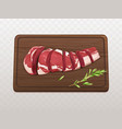 sliced on pieces raw meat realistic vector image