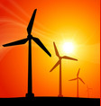 windmill turbine generators at sunset vector image vector image