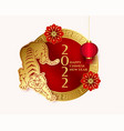 2022 chinese new year card with golden tiger vector image