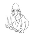 basset hound dogone line drawing continuous line vector image