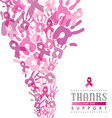 breast cancer campaign poster pink hand ribbon vector image vector image