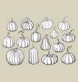 white silhouettes pumpkins vector image