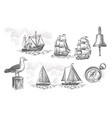 sailing ship sketch nautical hand drawn vector image