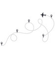 airplane route line plane dotted vector image vector image