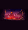 volcano eruption cave view halloween background vector image vector image