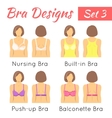 bra designs on woman torso flat icons set vector image vector image