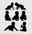 baby crawling silhouette vector image