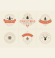 christmas typography ornate labels vector image