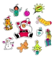 christmas patch badges with santa claus snowman vector image