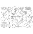 coloring book page fruits berries and vegetables vector image