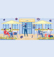 street restaurant with people on business lunch vector image vector image