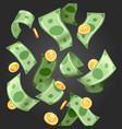 dollar falling rain background vector image vector image