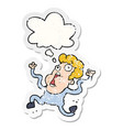 cartoon terrified man and thought bubble vector image