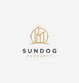 minimalist sun and building property logo icon vector image