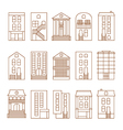 flat thin line city buildings set vector image