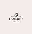 solar panel energy service logo vintage retro vector image