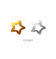 realistic metallic golden and silver star on white vector image