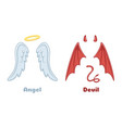 angels and demons wings cartoon evil demon horns vector image
