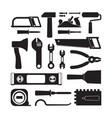 different construction tools black glyph icons set vector image vector image