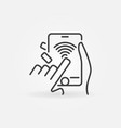 wifi smartphone in hands outline icon vector image