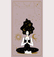 meditating woman in lotus position boho card vector image vector image